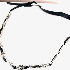 Western Thin Women's Studded Black + Silver Faux Leather Belt 39 Inches Long